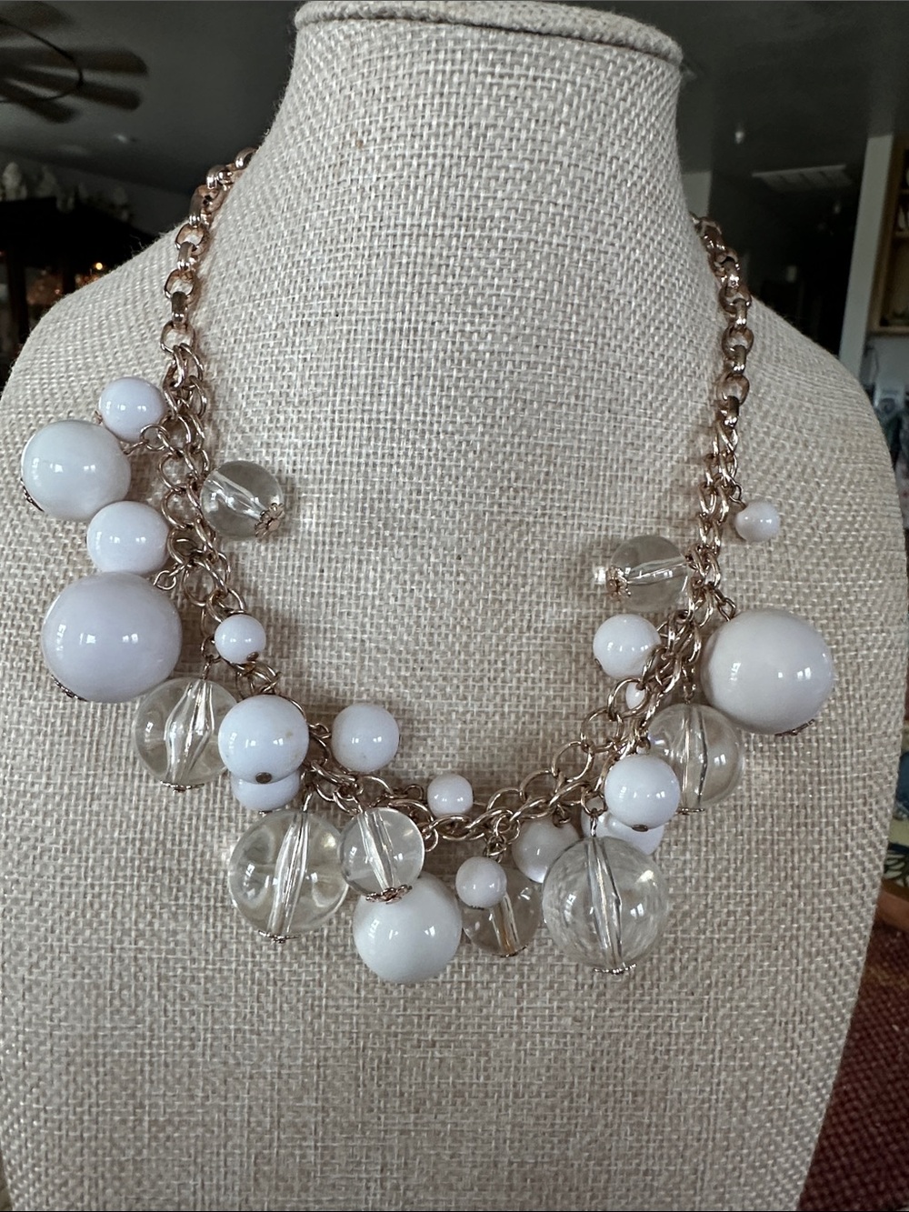 Cha Cha Bubblegum White  and Clear Beads